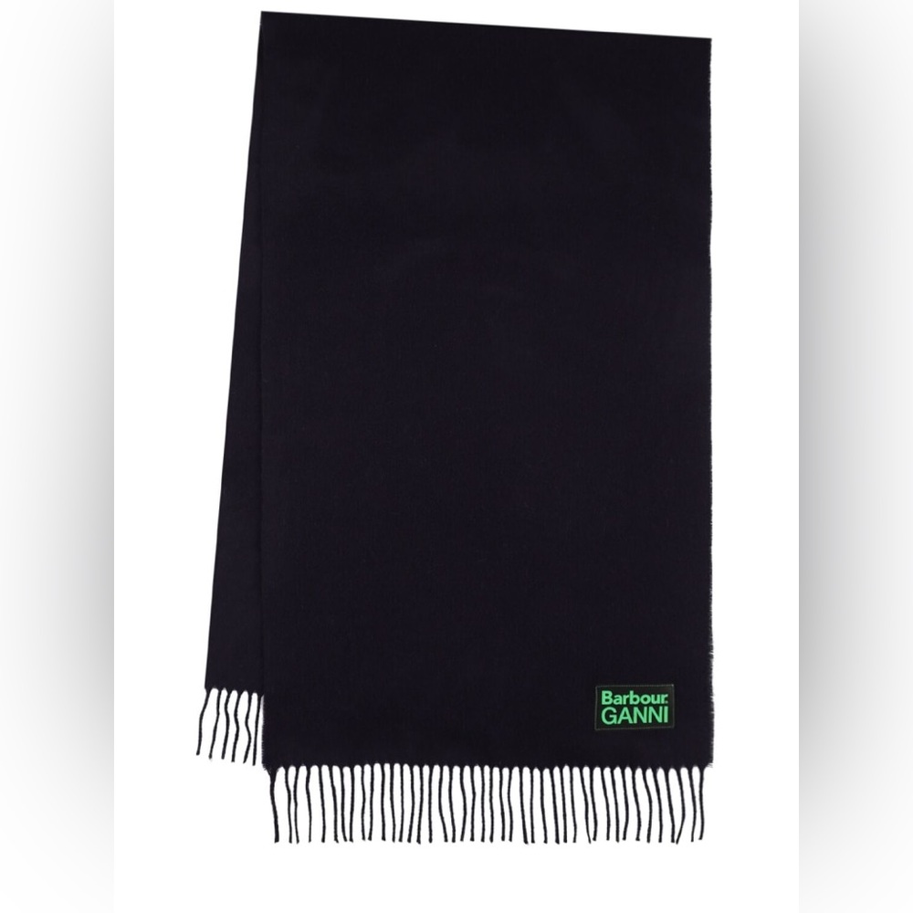 Barbour x Ganni navy wool scarf